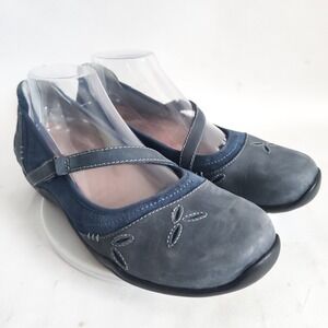 Ahnu Mary Janes Flats Womens Size 10 / 41 Leather Blue Hook & Loop Comfortable
